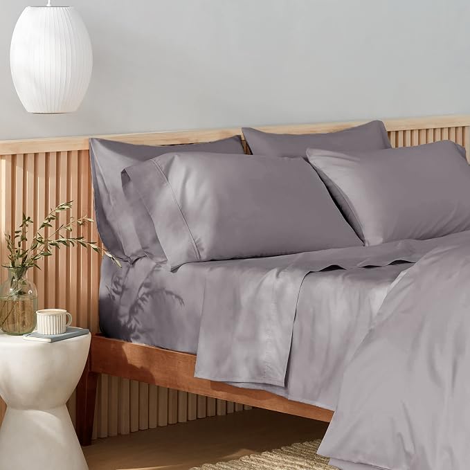 Amazon Aware 100% Organic Cotton 300 Thread Count Pillowcase Set, Dark Gray, King, 2 Pack, 40" x 20"