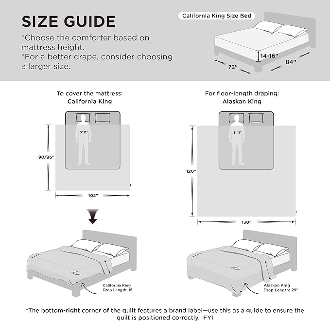 Bedsure Comforter Duvet Insert - Quilted Comforters Cal King Size, All Season Duvet, GentleSoft Down Alternative Bedding, with 8 Tabs, Gifts for Women/Men, Brown, California King 96 X 102 Inches