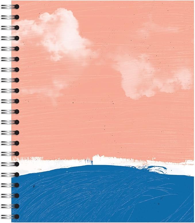 Large Spiral Bound Recycled Notebook, Beach Sunset Design, 11" x 9", 70 Sheets, Double-Wire, College Ruled, Vegan, Made in USA