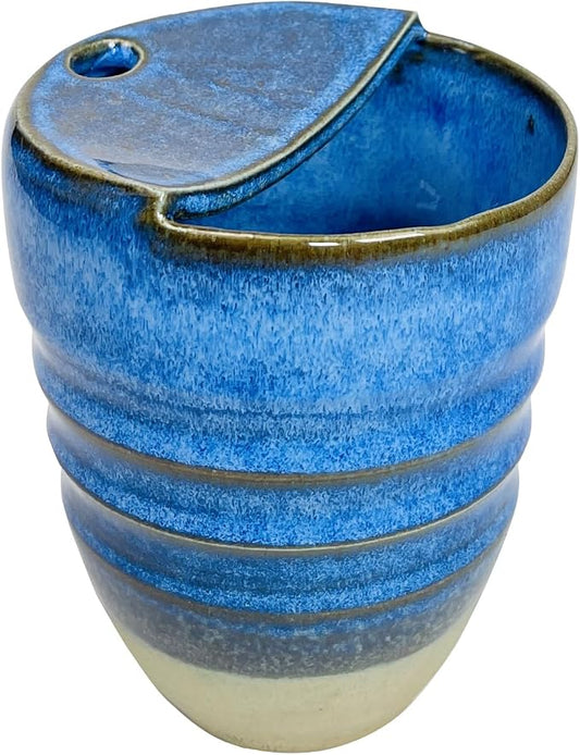 Handmade Ceramic Handcrafted Rough Earthenware Hand-held Corrugated Mug, Creative Household Coffee Water Cup,300ML, Unique Design, Safe for Microwave and Dishwasher (4#)