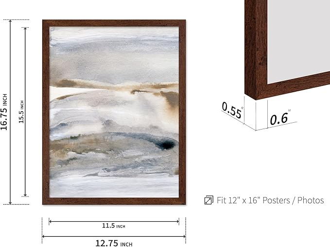 Monem Art Neutral Abstract Watercolor Landscape Wall Art - Minimalist Earth Tone Contemporary Painting Poster - Modern Calm Aesthetic Art Print - 12x16 Brown Framed Wall Art by Mareike Bohmer