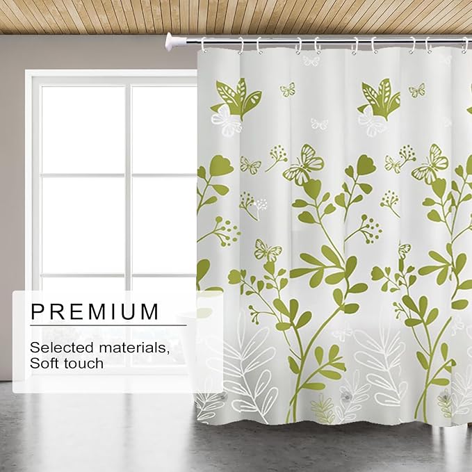 TIKABC Shower Curtain Liner, 4G PEVA Shower Liner, Plastic Waterproof Shower Curtains, with Grommet Holes and 3 Magnetic Weights(Butterfly)