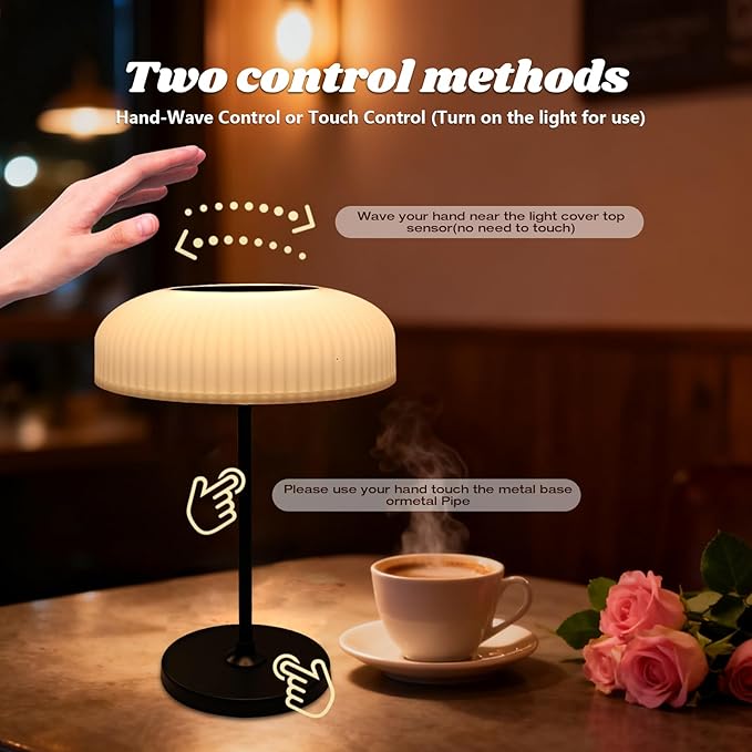 RAIN SPIRIT Solar Powered Table Lamp Outdoor,Desk Night Light Waterproof, Portable Cordless Rechargeable, Touch Color Changing- Gesture Control Lamp for Home,Bar,Bathroom,Patio, Garden