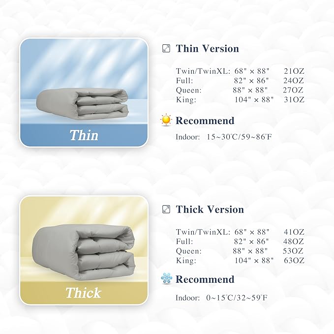 sunflower King Duvet Insert Comforter Down Alternative Filling Cotton Shell All Season Hypoallergenic Warm Breathable Noiseless Silver Gray Machine Washable 88"x104" with Corner Taps