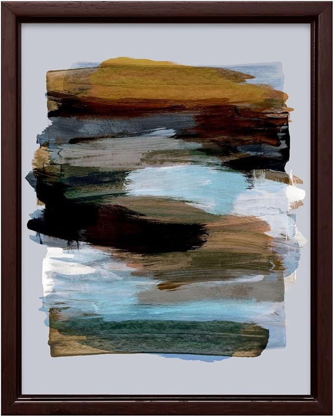Monem Art Abstract Earth Tone Brushstroke Print - Modern Painterly Art Poster - Wall Decor for Living Room, Bedroom or Office - 8x10 Brown Framed CANVAS Wall Art by Mareike Bohmer