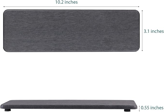 NiuYichee 2 Pcs Water Absorbing Stone Trays, Kitchen/Bathroom Sink Soap Dish, Diatomite Tray Used for Hand Soap & Cosmetic Bottles in The Modern Home, 3.15" W x 10.2" L, Dark Gray