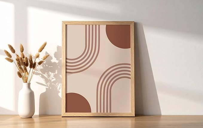 Y2K BOO Zen Stacked Stones UNFRAMED Wall Art Minimalist Organic Circles Earth Tones Terracotta Mid Century Modern 8x10 Inch Heavyweight Paper Zen Studio Decor