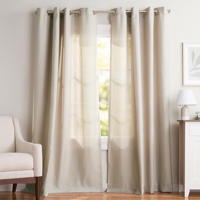 Exclusive Home Loha Linen Grommet Top Curtain Panel Pair, 54"x96", Vintage Linen