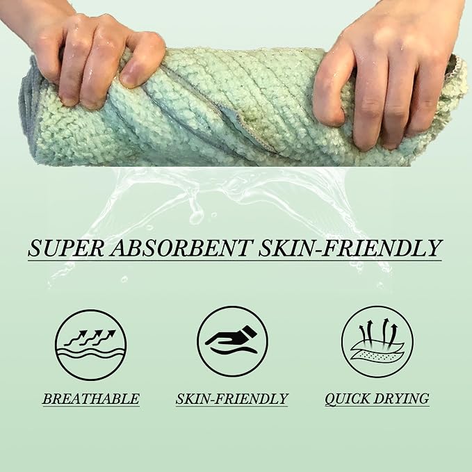 Simnice 2 Pack Extra Microfiber Hair Towel Wrap for Women,Super Soft Anti Frizz Hair Wrap Towels with Elastic Band for All Hairstyles Grey & Green