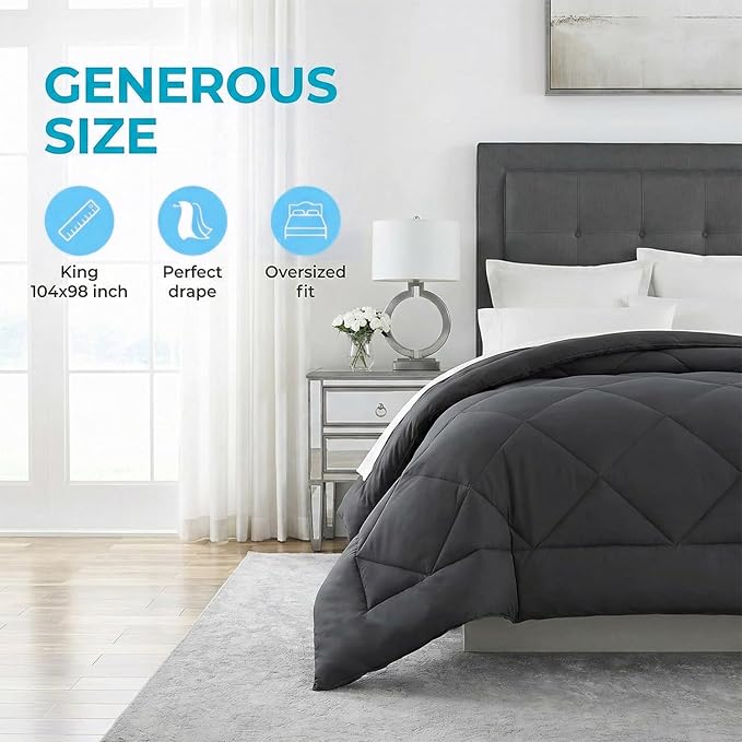 King/Cal King Duvet Insert, Down Alternative Comforter, All-Season, Ultra Soft Microfiber, Machine Washable, Corner Tabs, 104" x98