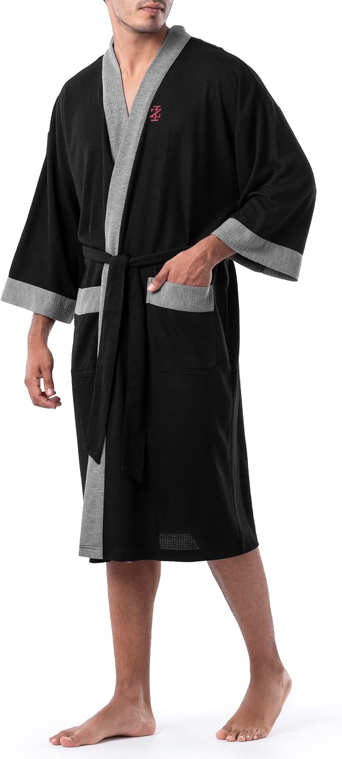 IZOD Men's Waffle Knit Kimono Robe