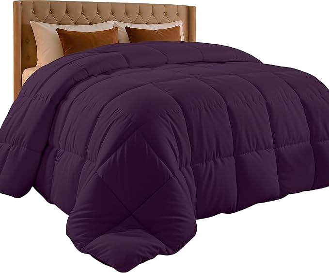 Utopia Bedding King Comforter Duvet Insert, Quilted Plum Comforter with Corner Tabs, Box Stitched Down Alternative Comforters King Size 90 x 102 inches