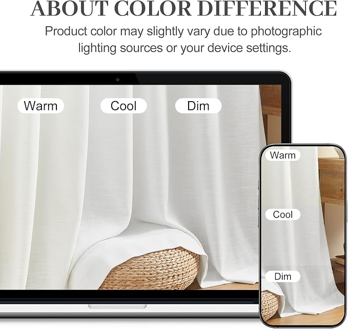 Pinch Pleated Linen Curtains Extra Wide 70 x 96 Inches Long for Living Room, Snow White Semi Sheer Curtain Rustic Light Filtering Window Drapes Memory Trained Ceiling Curtain with Hooks, 1 Panel