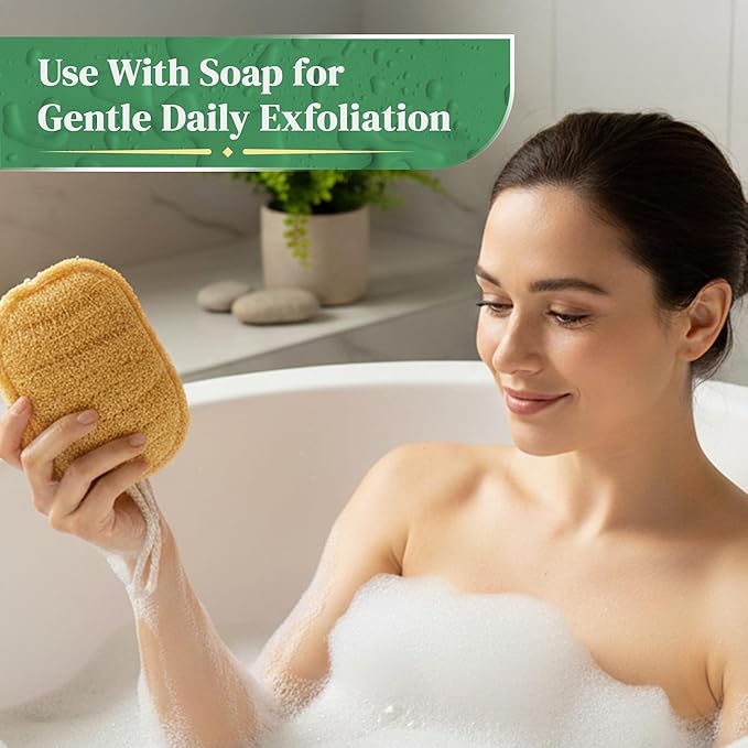 Natural Loofah Exfoliating Sponge (3 Pack) - Organic Loofah for Body - Biodegradable Shower Luffa - Natural Bath Sponges Loufa - Estropajos para el Cuerpo