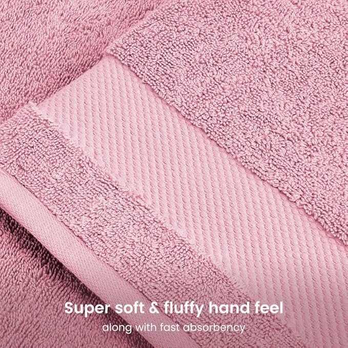 BIOWEAVES 100% Organic Cotton 700 GSM Plush Premium Washcloths 13" x 13" GOTS Certified, Face Towels Perfect for Home & Bathroom - Dusty Pink, Pack of 12