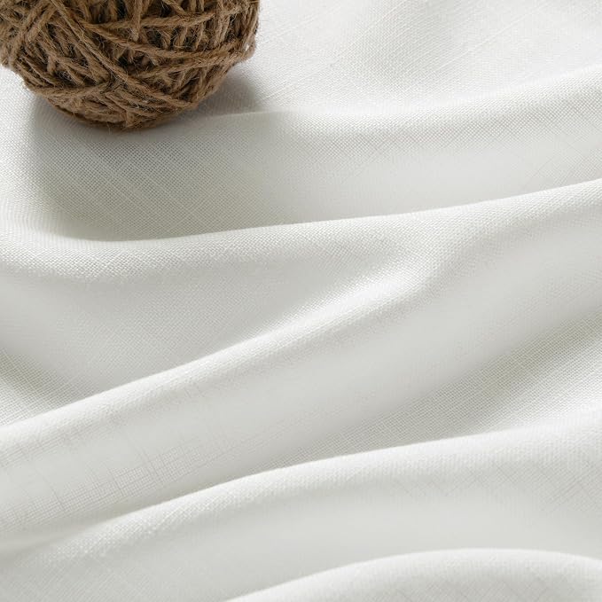 Ivory Linen Curtains 108 Inches Long 2 Panels Back Tab Pocket Modern Farmhouse Linen Light Filtering Curtains Off White Extra Long Semi Sheer Curtain Drapes for Living Room Bedroom 9Ft 52X108