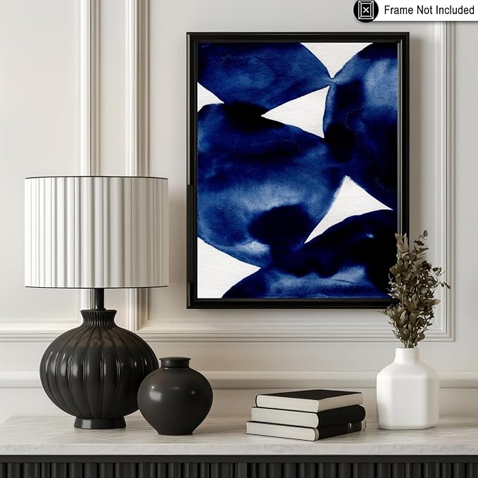 Monem Art Indigo Abstract Watercolor Painting Print - Minimalist Modern Art Poster - Wall Decor for Living Room, Bedroom or Office - 18x24 Unframed Wall Art by Mareike Bohmer