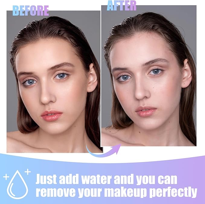 BS-MALL 6 Pcs Reusable Makeup Remover Pads with Round Box - Soft Micellar Water Wipes for Eye Shadow & Facial Cleansing - Gentle for All Skin Types - Perfect Women Gifts