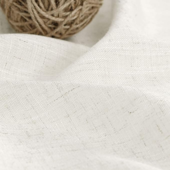 Nanspring Cream Linen Curtains 74 Inches Long for Bedroom Back Tab Light Filtering Privacy Sheer Curtains Modern Farmhouse Coastal Decor Cotton Textured Gauze Curtain for Bathroom 2 Panel Set 52x74