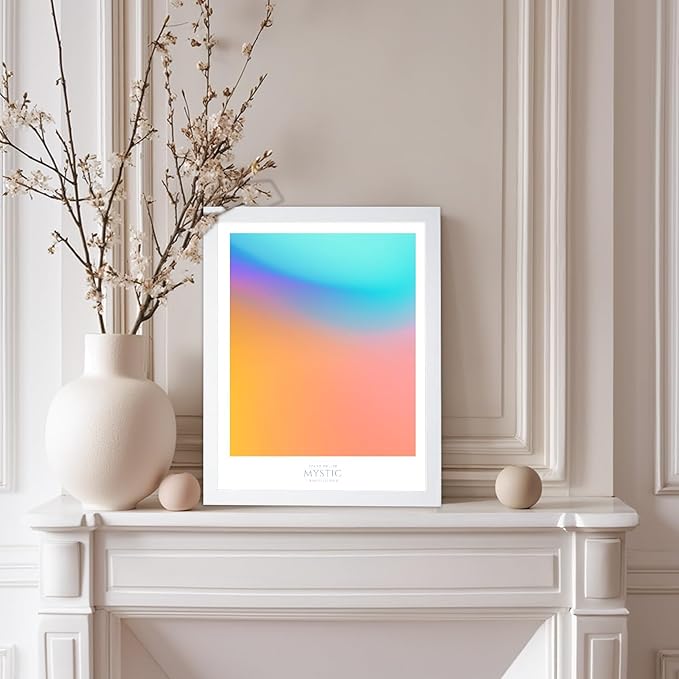 Monem Art Mystic Iridescent Gradient Print - Minimalist Abstract Color Field Poster - Wall Decor for Living Room, Bedroom or Office - 8x10 White Framed Wall Art by Rs Lab Studio