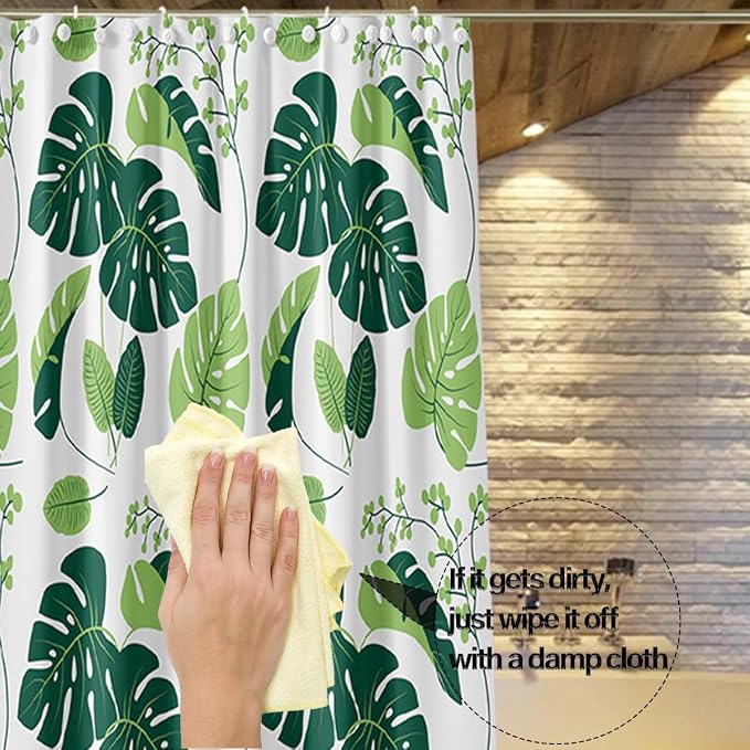 Plastic Shower Liner - Premium PEVA 4G Shower Curtain Liner with Rustproof Grommets and 3 Weighted Magnets, Waterproof Shower Curtains for Bathroom (Turtleback Leaf)