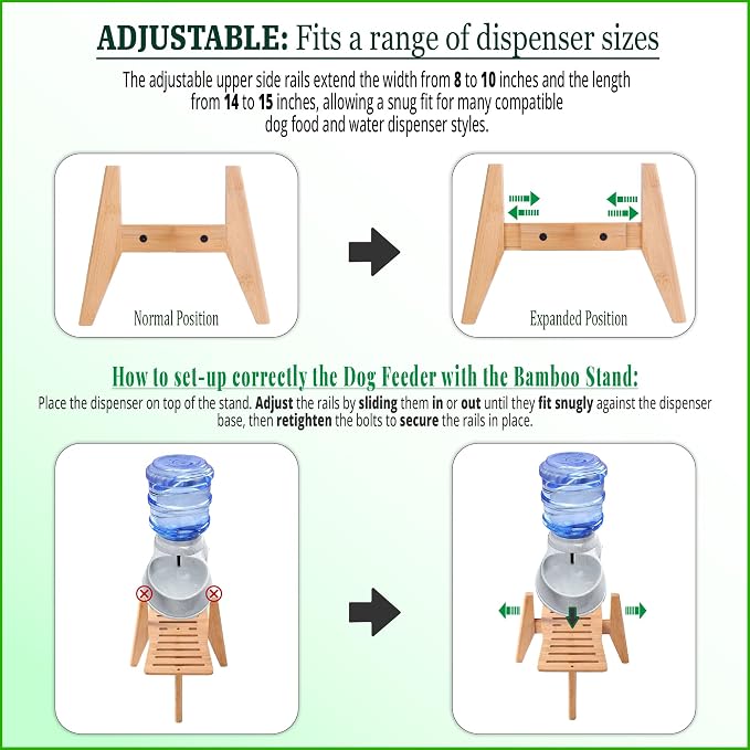 Stand for Dog Water Food Dispenser - Automatic Dog Feeder Holder - Suitable for Large Dogs - Bamboo