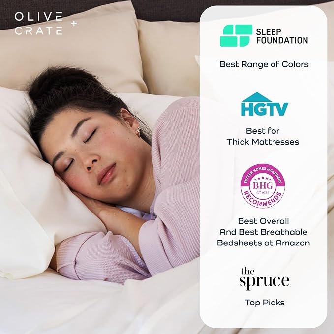Olive + Crate Tencel Eucalyptus Pillowcases - 100% Tencel Lyocell Cooling Pillow Cases for Hot Sleepers - Hypoallergenic, Moisture-Wicking, Silk Alternative, Vegan - King Size Set of 2 - Beige