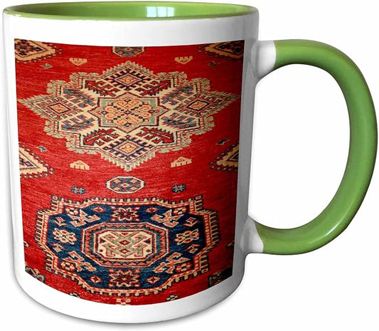3dRose Natural Dyed Handmade Anatolian Carpet 15oz Two-Tone Green Mug