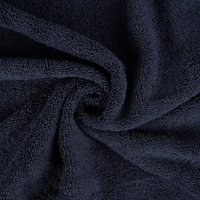 CASA COPENHAGEN Solitaire 6Pcs 100% Egyptian Cotton Large Designer Towels Gift Set- Grey Violet-Navy Blue, 600GSM, 2Bath 2Hand 2Washcloths, Bath Towels for Bathroom Set for Women & Men