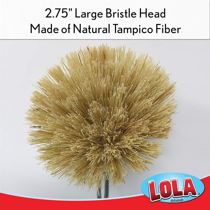 LOLA Replacement Large Head for The Original Tampico Vegetable & Dish Brush, Birchwood & Poly Bristles, Reusable & Washable, 1 Count