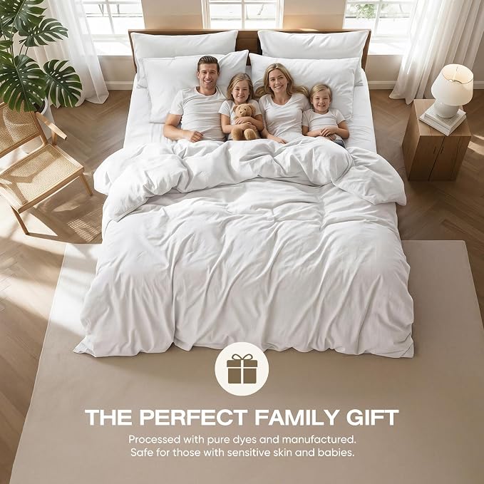 100% Pure French Flax Linen Blend Duvet Cover Set King Size, 3-Piece Breathable Bedding Set with Long Zipper Closure & Corner Ties, Soft, Lightweight & Durable Bedding Ideal for Hot Sleepers