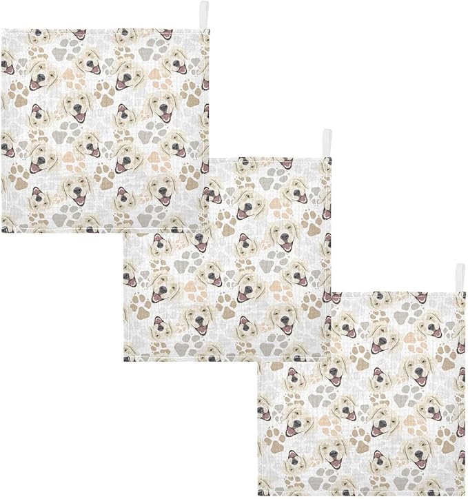 Baby Golden Retriever Dog Msulin Washcloths Newborn Face Towel - Baby Muslin Burp Cloths 5 Pack Soft Absorbent Natural Cotton Wash Towel 11.8"X11.8" Baby Bath Towels Wipes