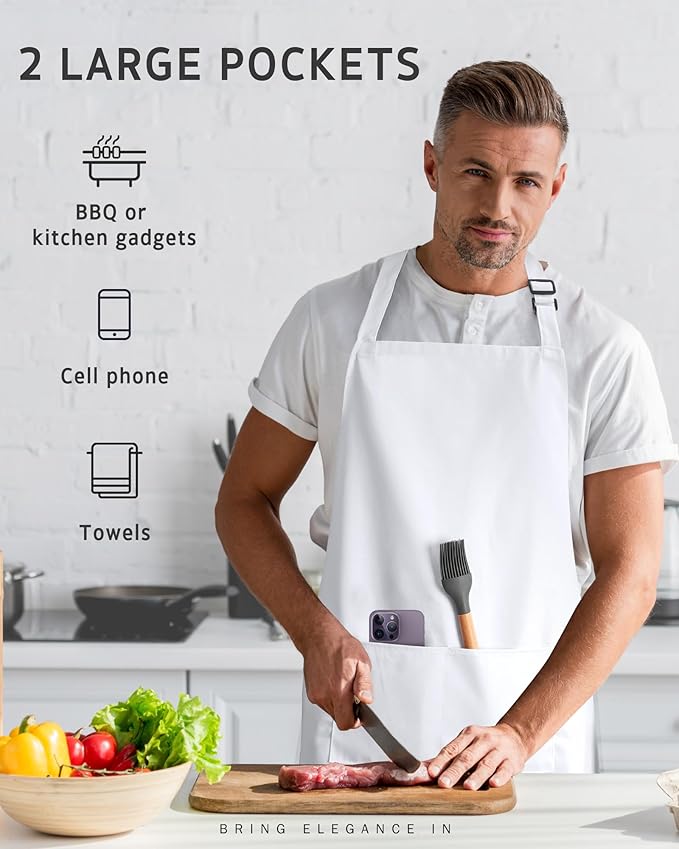 Syntus Chef Apron for Men Women Kitchen Cooking Apron with Pockets, Adjustable Bib Aprons Stain Resistant