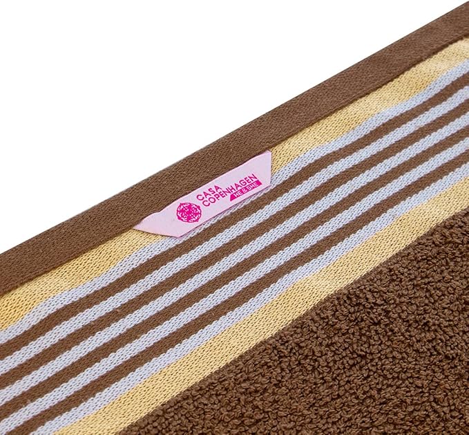 CASA COPENHAGEN He & She 4Pcs 100% Egyptian Cotton Large Designer Towels Gift Set- Brown - Beige, 550 GSM, 55"x27", 4Bath Towels for Bathroom (Box Pack, Set for Women & Men)