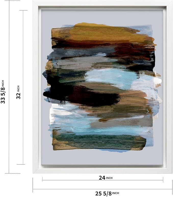 Monem Art Abstract Earth Tone Brushstroke Print - Modern Painterly Art Poster - Wall Decor for Living Room, Bedroom or Office - 24x32 White Framed CANVAS Wall Art by Mareike Bohmer