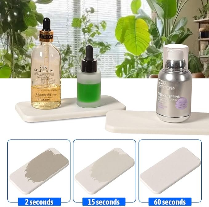 Diatomite Soap Tray Water Absorbing Stone Tray Set of 4 Drying Stone Sink Mat for Kitchen Bathroom Counter (White)