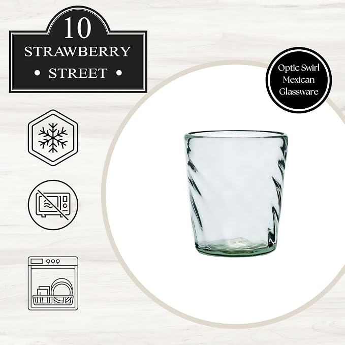 10 Strawberry Street Optic Swirl Mexican Glassware, DOF, Set of 6