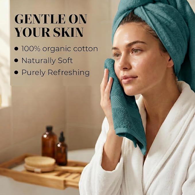 6 Piece Organic Cotton Luxury Bath Towel Set, 700 GSM Plush Long-Staple Bath Hand Wash Bundle, Soft Absorbent Quick-Dry Bathroom Towels, GOTS & Oeko-TEX Certified Hotel Spa Quality – Slate Gray
