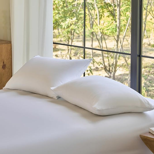 DOZ by SIJO Pillowcase Set, 100% Viscose derived from Organically Grown Bamboo, Buttery Soft, Silky, Breathable, Cooling, Oeko-TEX, High GSM, 2-Pack, Envelope Closure (King, Snow)