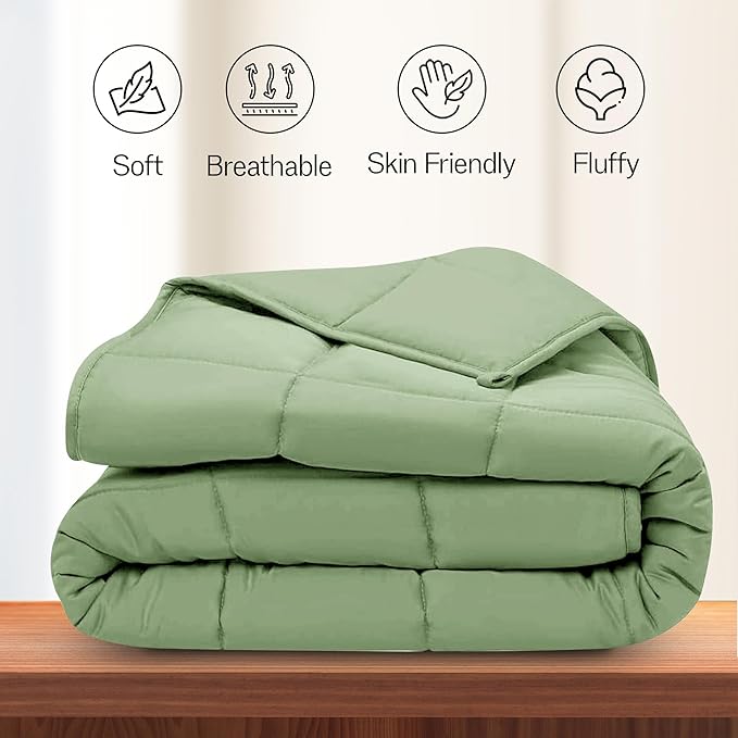 LUX Décor Queen Comforter – 88x88 Ultra-Soft Down Alternative Duvet Insert with Corner Tabs & Box Stitching, Hotel Quality Plush Hypoallergenic Microfiber, Oeko-TEX Certified – Sage