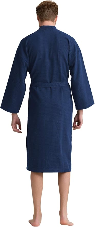 Men's Luxury Waffle Weaved Cotton Bathrobe - Lightweight & Soft - Quick Dry & Absorbent - Spa Robe for Men