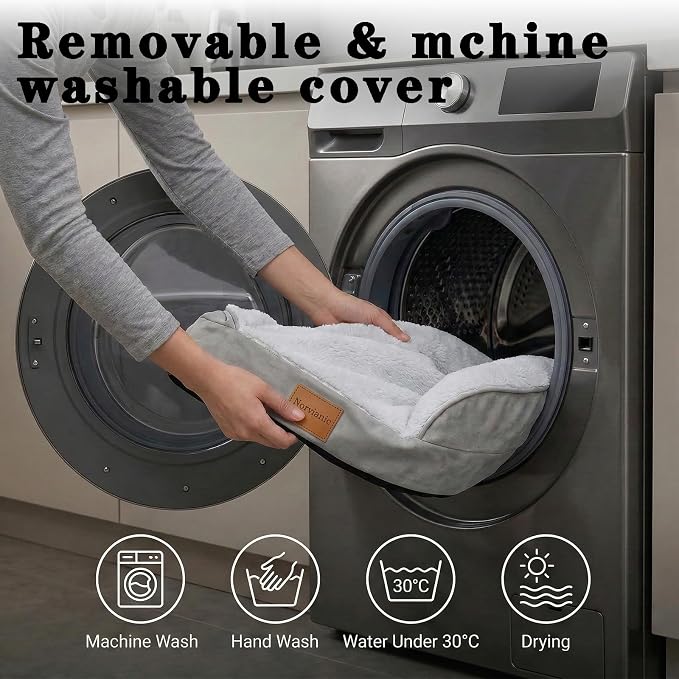 Orthopedic Dog Bed,Waterproof Memory Foam Dog Bed with Washable Removable Cover, Featuring Waterproof Lining and Non-Slip Base,Bolster Dog Couch,Suitable for Use with Dog Crate and Indoors.
