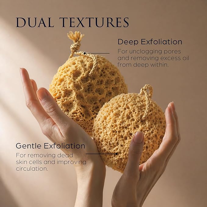 Spongentle Loofah Sponge for Shower and Bathing, Bath Sponge with Dual Texture, Shower Pouf for Gentle and Deep Exfoliation, Large Size Body Scrubber for Men & Women, PU Foam, 37% More Lather, 3 Pack