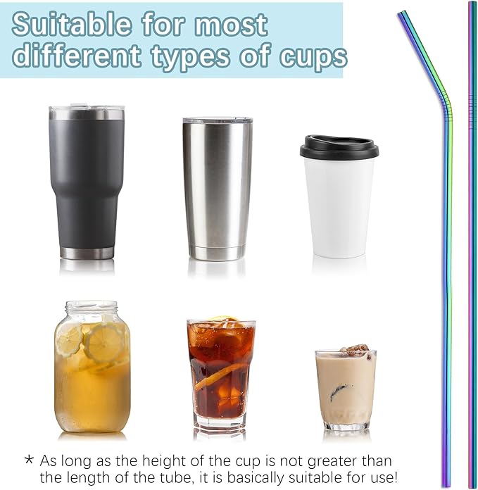 27 Pack metal straws reusable,12 Pcs Straight +12 Pcs Bent 3 Pcs Cleaning Brushes Included,stainless steel straws for 20oz and 30oz Tumblers Dishwasher Safe