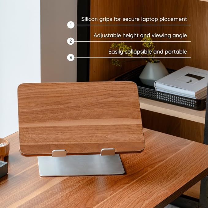 Branch Adjustable Laptop Stand, Portable Wooden Laptop Riser