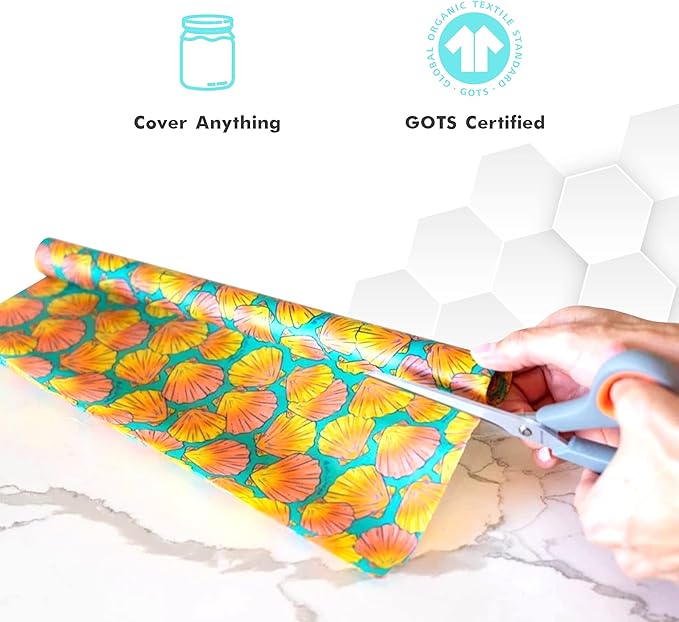 Meli Wraps - Reusable Beeswax Wrap Roll, Zero Waste Beeswax Wraps for Covering Food, Kitchen Roll for Food Storage, 13.5 x 42, Shells