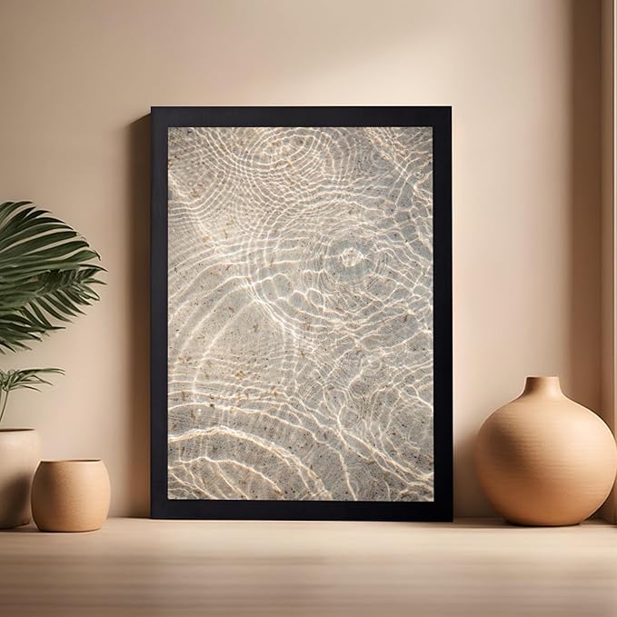 Monem Art Sunlit Ocean Water Texture Print - Minimalist Coastal Photography Poster - Wall Decor for Living Room, Bedroom or Office - 16x20 Black Framed Wall Art by Mareike Bohmer