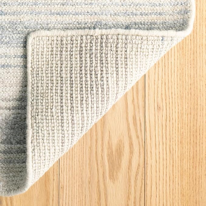 Dash & Albert Moonshine Handwoven Cotton/Viscose Rug, 8.5 X 11.5 Feet, Blue Stripe Pattern