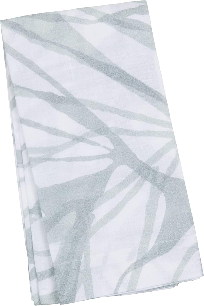 Huddleson Aqua White Printed Linen Napkin 20x20 (Set of Four) Luxury Italian Linen Napkin Sewn in US