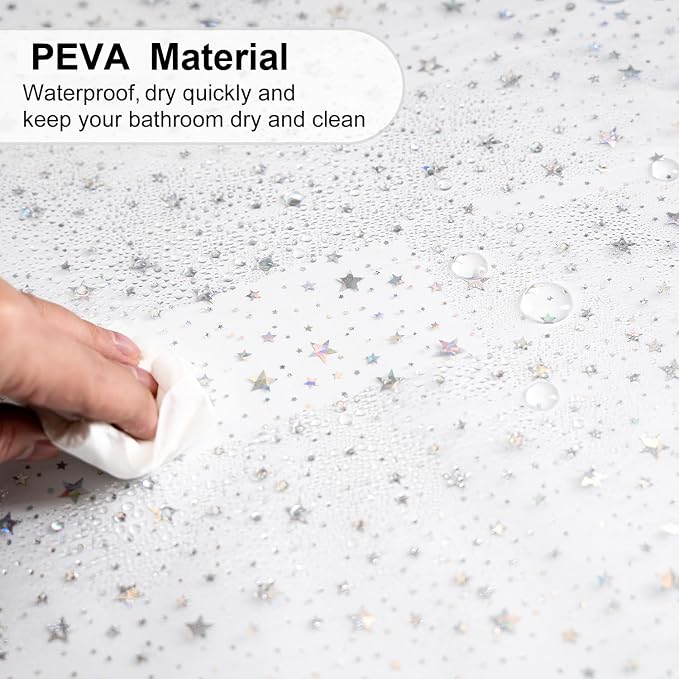PEVA Shower Curtain, Water Repellent Premium Bathroom Shower Curtain with 3 Magnetic Weights for Shower Stall, Bathtubs